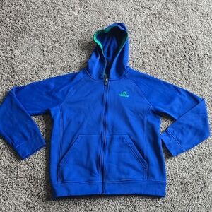 adidas Kids Royal Blue Hoodie with Green Accents